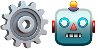 emoji of gear and ai bot