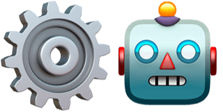 emoji of gear and ai bot